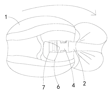Roll-Up Travel Neck Pillow with Buckles - Patent drawing - rolling the pillow
