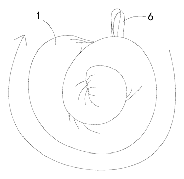 Roll-Up Travel Neck Pillow with Buckles - Patent drawing - pillow rolled up