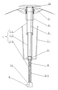 Self-Sheathing Telescopic Umbrella That Opens and Retracts into Its Own Tube - Patent drawing - stem section