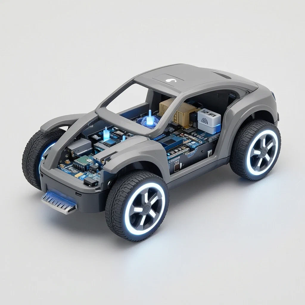 Toy Car with Integrated Game Mission System and Motion Sensors - product render