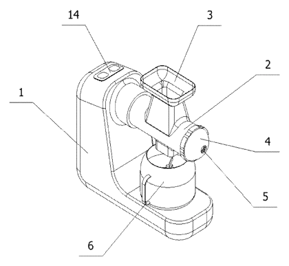 Vegetable and Fruit Juicer with Ceramic Auger, Secondary Pulp Pressing and Built-In Stirrer - Patent Fig. 1