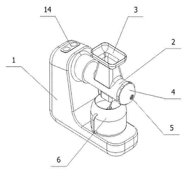 Vegetable and Fruit Juicer with Ceramic Auger, Secondary Pulp Pressing and Built-In Stirrer - patent drawing