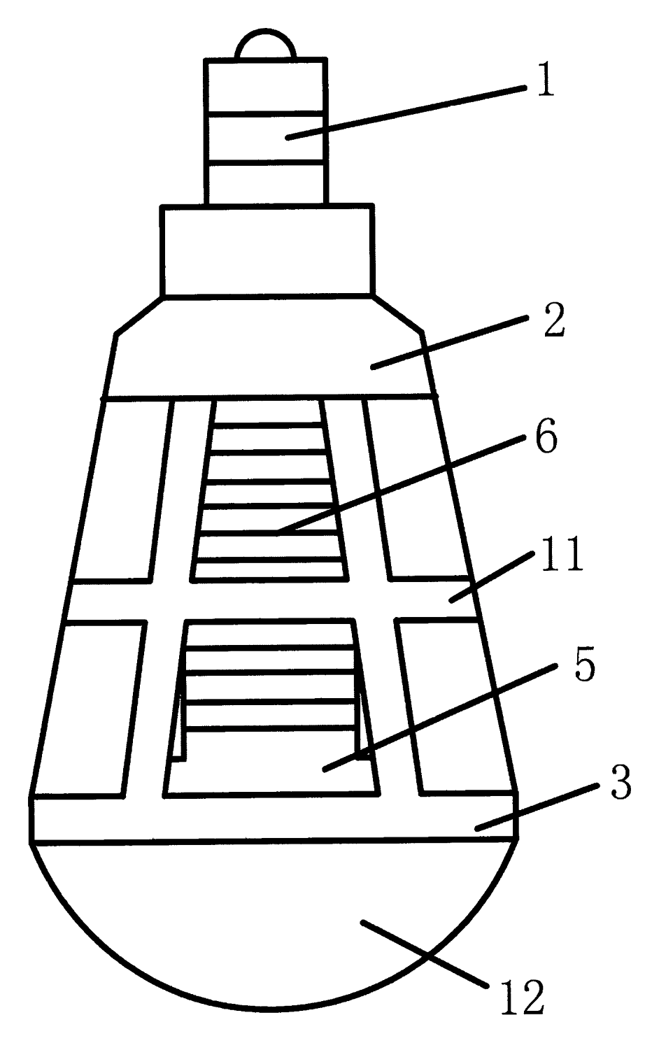 Screw-In Bug Zapper Bulb with Color LEDs and a Built-In Music Player - patent drawing