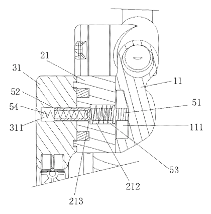 Stroller Seat with Linked Fold-Away Armrest - Patent drawing - section through the armrest linkage