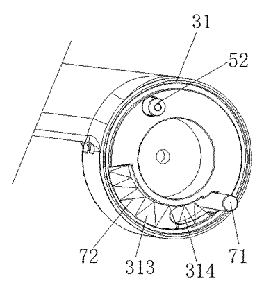 Stroller Seat with Linked Fold-Away Armrest - Patent drawing - armrest pivot with return spring