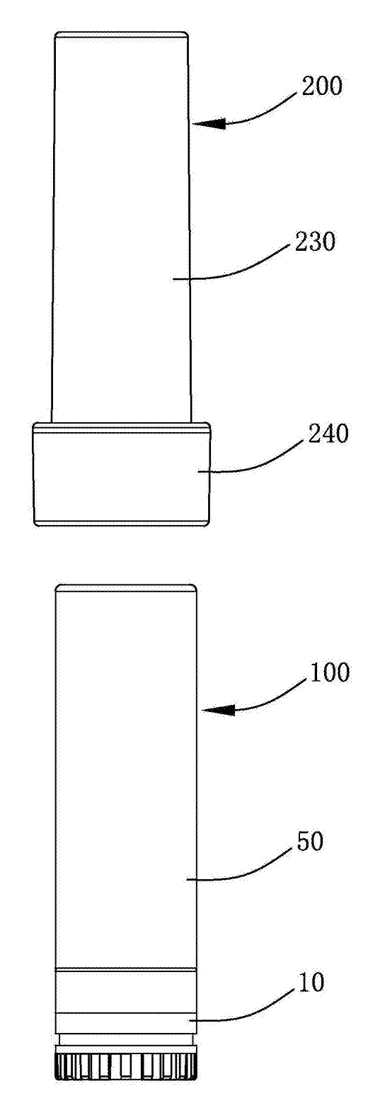 Refillable Lipstick Case with Sealed Snap-In Refill Pods - patent drawing