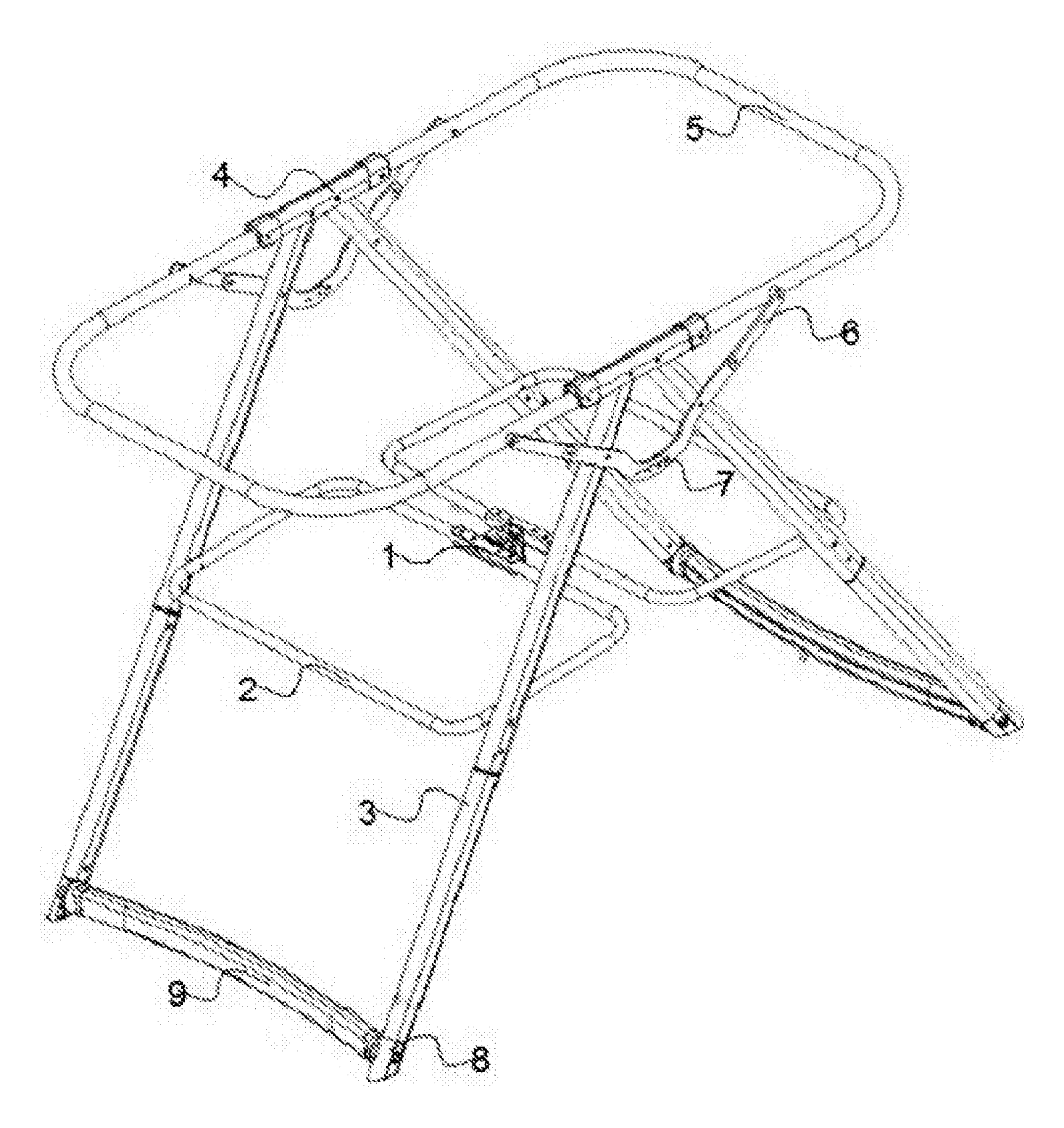Portable Folding Rocking Bassinet Frame - patent drawing