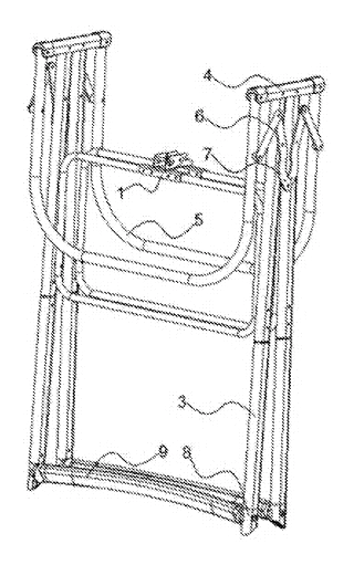 Portable Folding Rocking Bassinet Frame - Patent drawing - folded