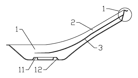 Reinforced Disposable Soup Spoon - Patent drawing - half section of the spoon