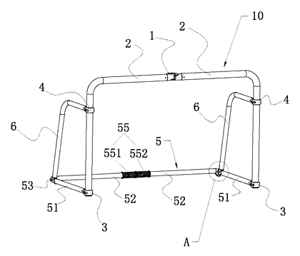 Folding Football Goal with Rotary-Head Hinge and Plug-In Base - Patent Fig. 1