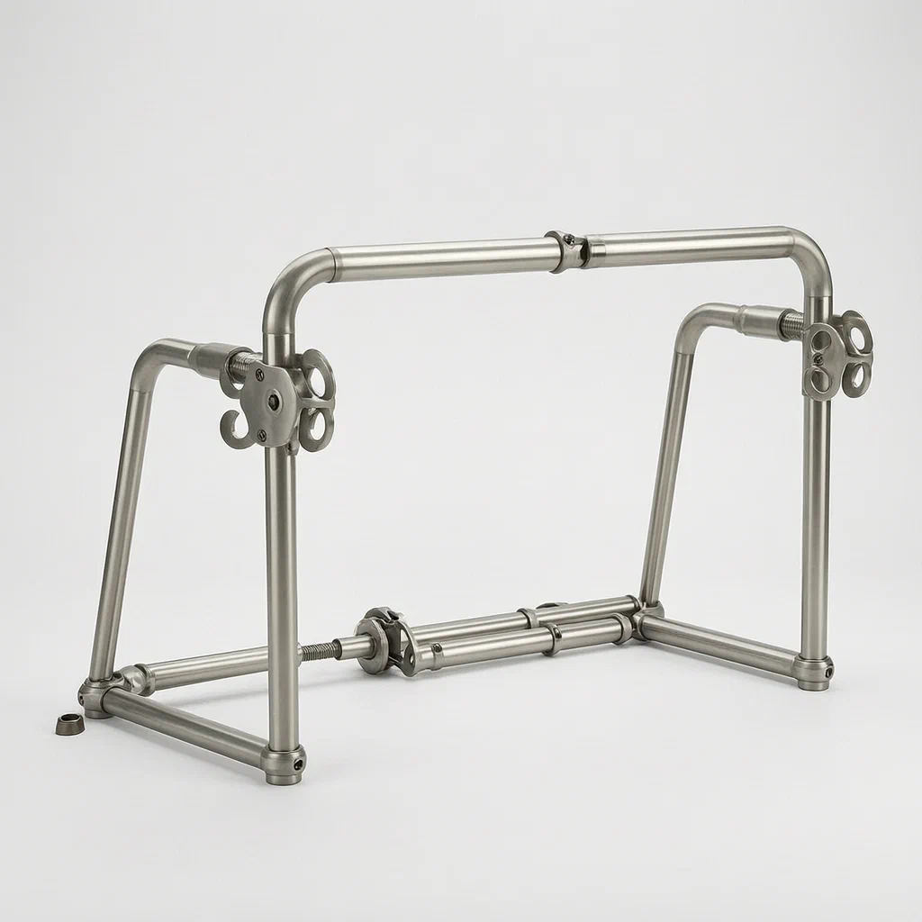 Folding Football Goal with Rotary-Head Hinge and Plug-In Base - product render