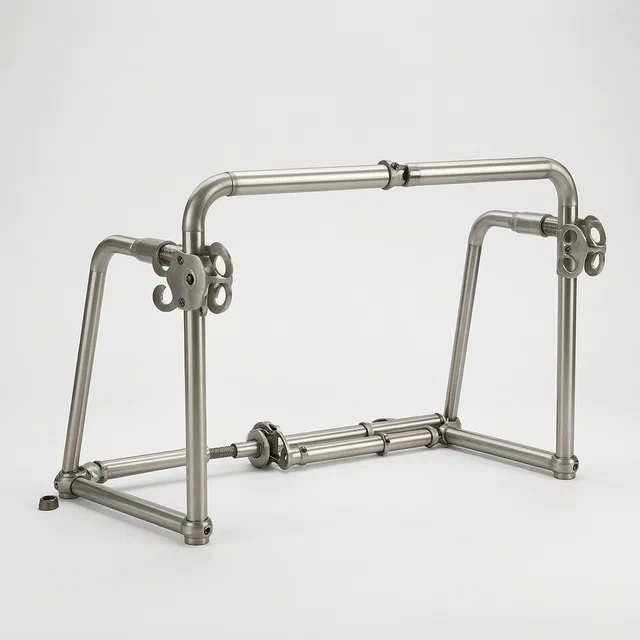 Folding Football Goal with Rotary-Head Hinge and Plug-In Base - product render