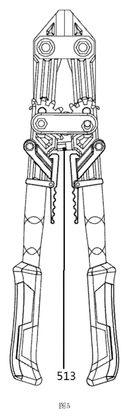 Wide-Opening Folding Bolt Cutter - Patent drawing - closed bolt cutter