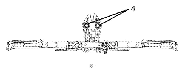 Wide-Opening Folding Bolt Cutter - Patent drawing - handles opened flat