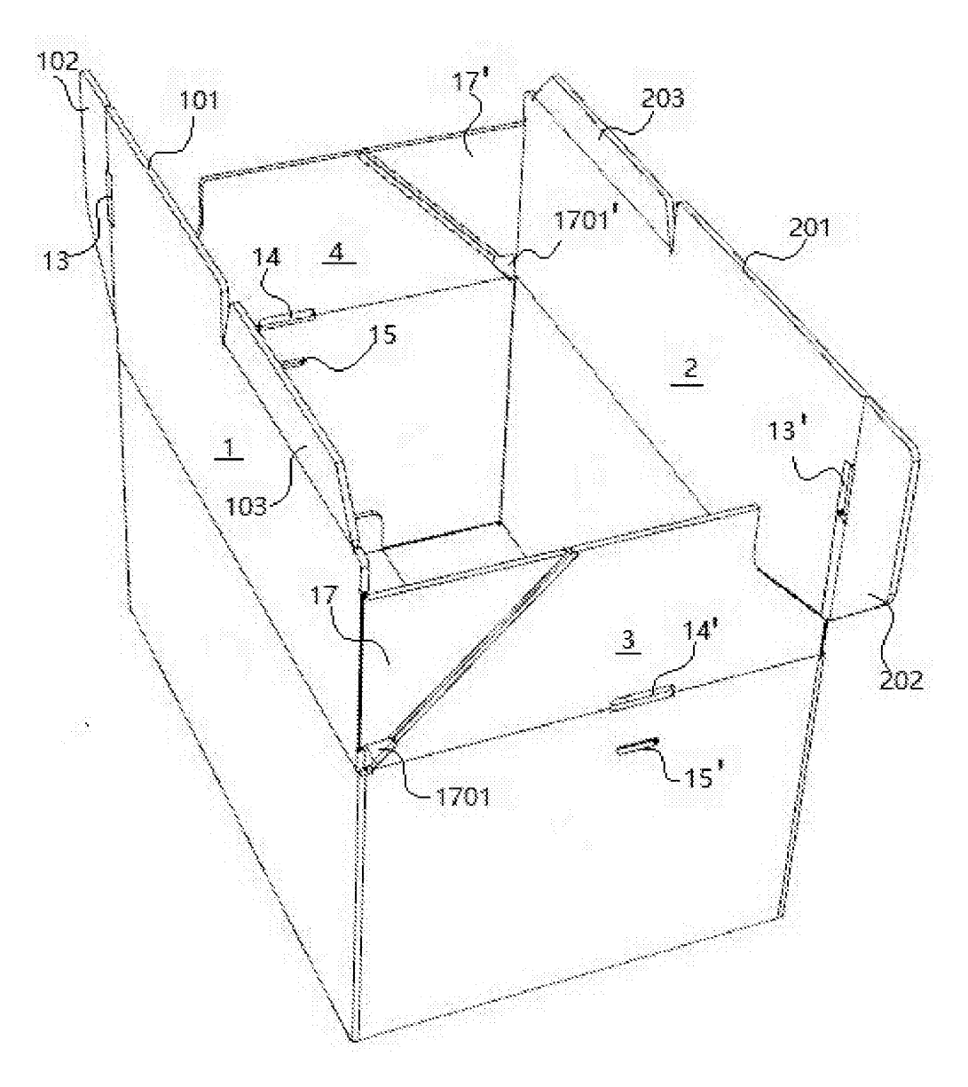Tape-Free Reusable Shipping Box with Zigzag Interlocking Flaps - patent drawing