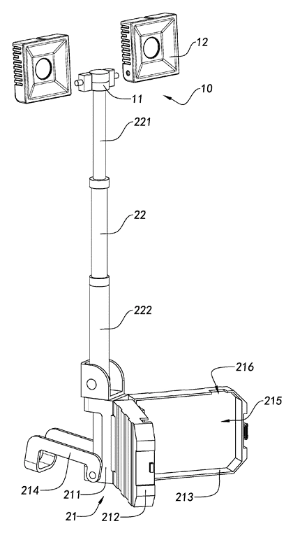 Telescoping Tripod Portable Work Light with Fold-In Light Panels - Patent Fig. 5