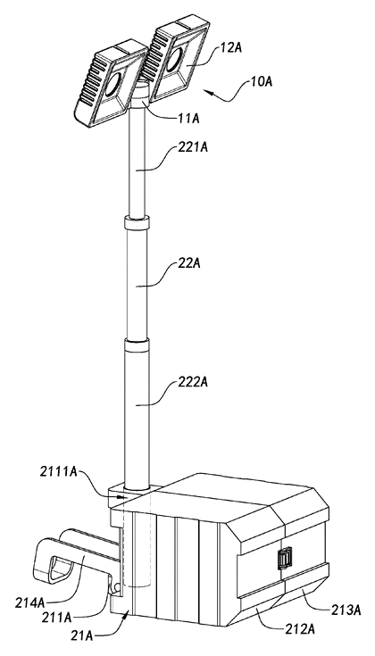 Telescoping Tripod Portable Work Light with Fold-In Light Panels - Patent Fig. 9