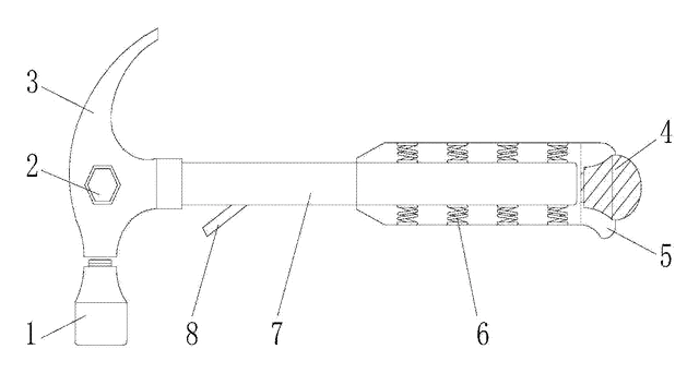 Shock-Absorbing Claw Hammer with Interchangeable Strike Faces and Built-In Light - patent drawing