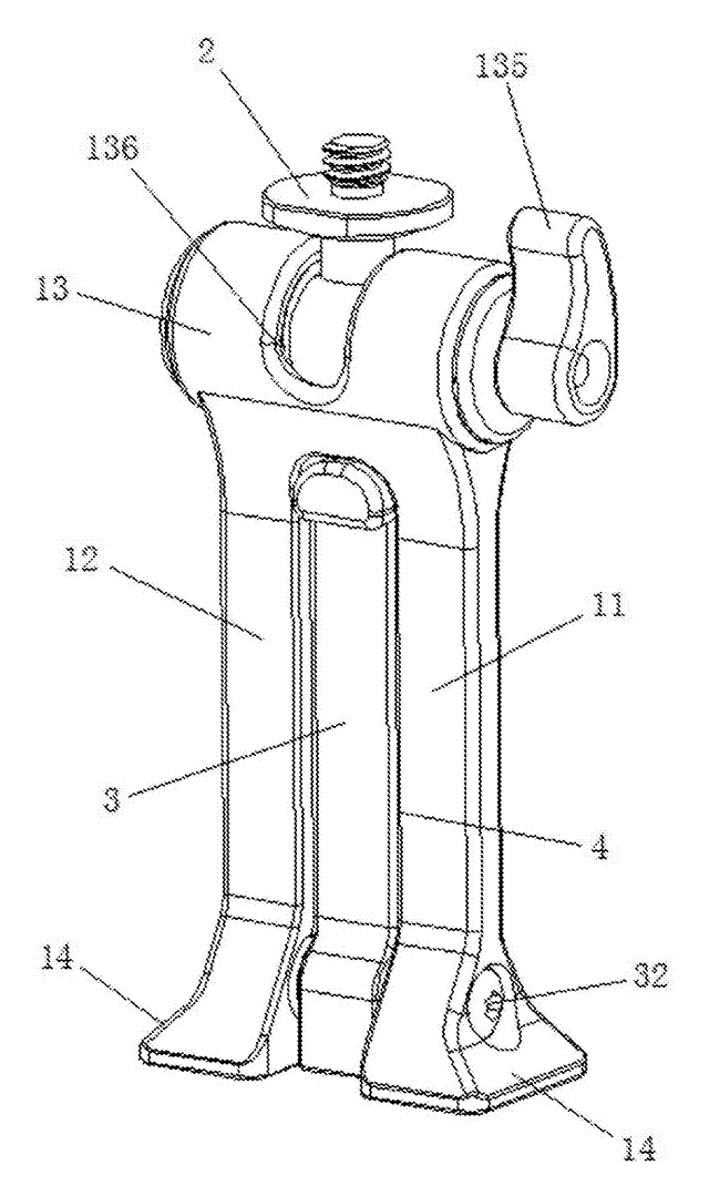 Phone Clip Mount with Fold-Out Stand Leg - patent drawing