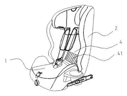 Ventilated Child Car Seat with Built-In Fan and Air Ducts - Patent drawing - air duct and fan detail