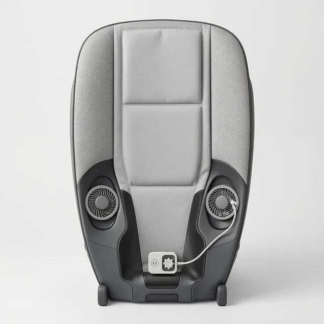 Ventilated Child Car Seat with Built-In Fan and Air Ducts - product render