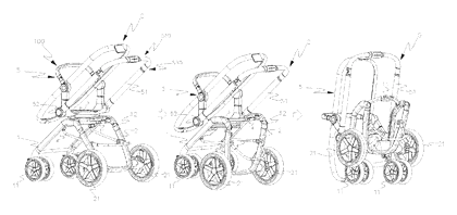 Baby Stroller Frame with Direction-Adjustable Seat and One-Hand Fold - Patent Fig. 10