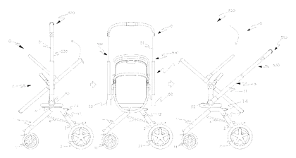 Baby Stroller Frame with Direction-Adjustable Seat and One-Hand Fold - Patent Fig. 13