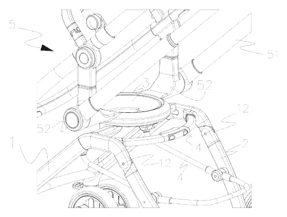 Baby Stroller Frame with Direction-Adjustable Seat and One-Hand Fold - Patent Fig. 4
