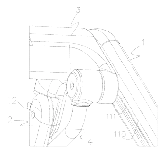 Baby Stroller Frame with Direction-Adjustable Seat and One-Hand Fold - Patent drawing - connection diagram of seat support base and coupled frame
