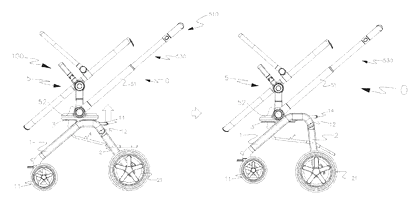 Baby Stroller Frame with Direction-Adjustable Seat and One-Hand Fold - Patent Fig. 8