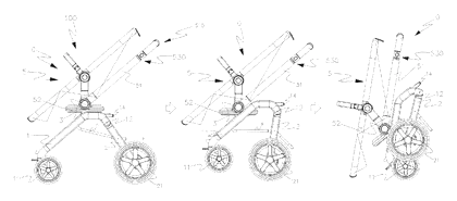 Baby Stroller Frame with Direction-Adjustable Seat and One-Hand Fold - Patent Fig. 9