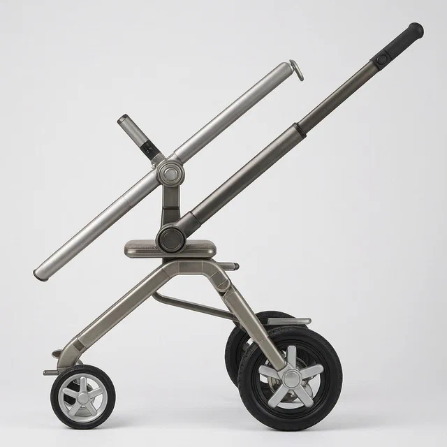 Baby Stroller Frame with Direction-Adjustable Seat and One-Hand Fold - product render
