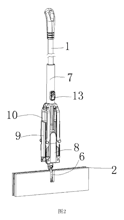 Self-Wringing Flat Mop with Fold-Away Wringer - Patent Fig. 2