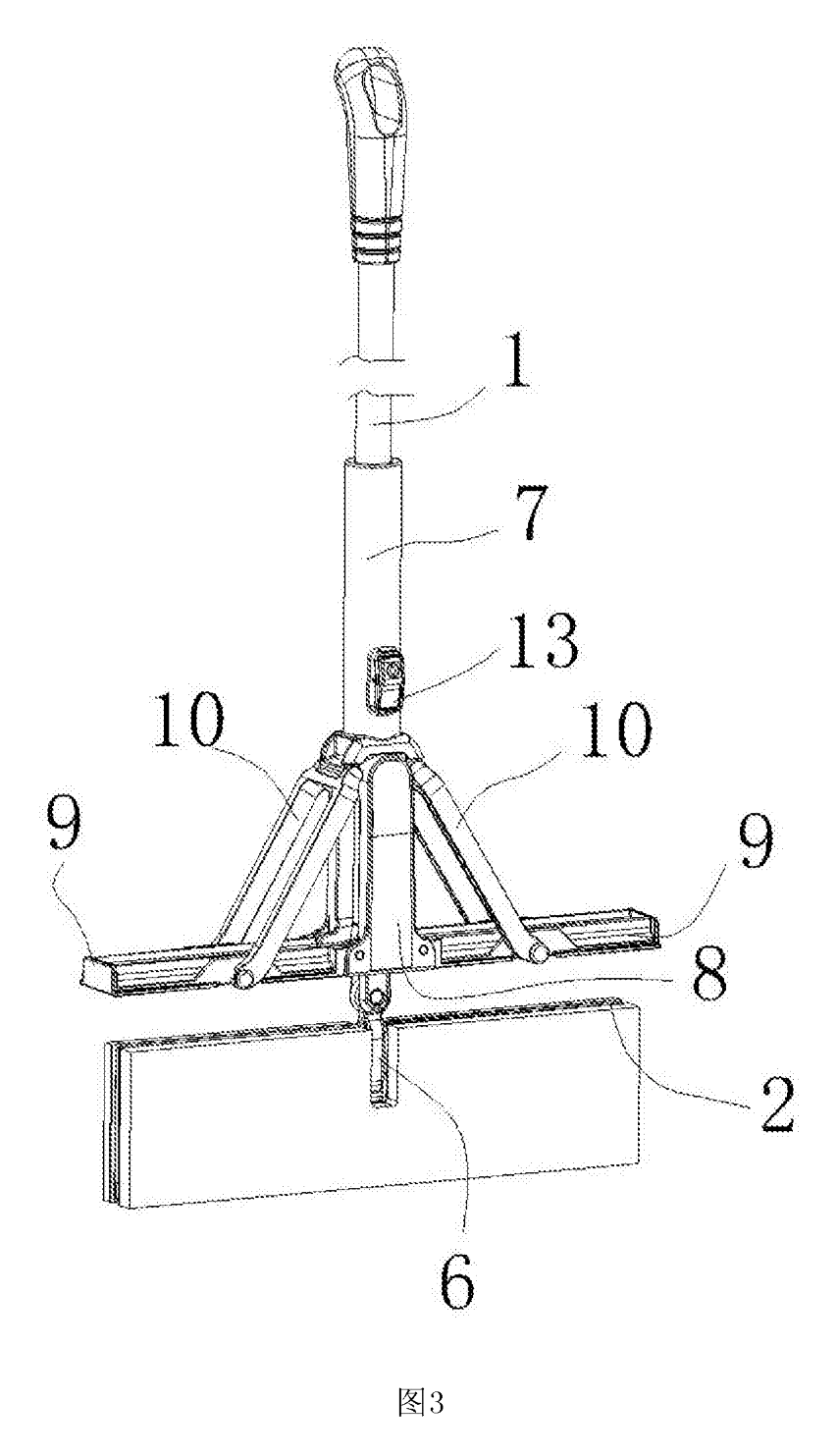Self-Wringing Flat Mop with Fold-Away Wringer - patent drawing
