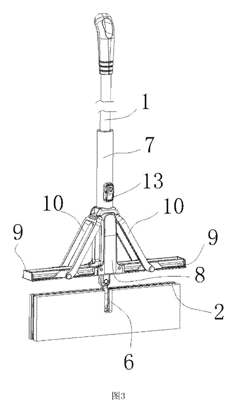 Self-Wringing Flat Mop with Fold-Away Wringer - Patent Fig. 3