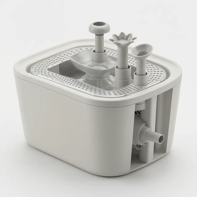 Automatic Pet Drinking Fountain with Interchangeable Water Outlet Heads - product render