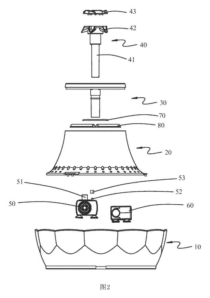 Multi-Pet Fountain Water Dispenser - Patent Fig. 2 - exploded side view showing how the parts stack