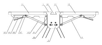 Double-Folding Workbench with Three-Part Tabletop and Telescopic Legs - Patent Fig. 2