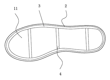 Massage Insole with Spring-Back Silicone Nubs and a Removable Top Layer - Patent drawing - lower layer