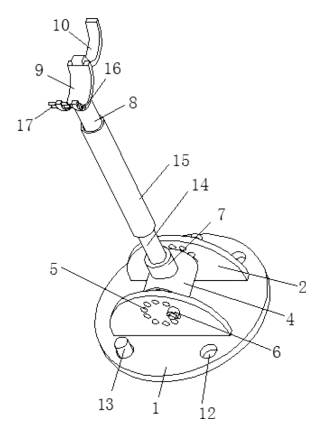 Adjustable-Angle Tree Support Prop - patent drawing