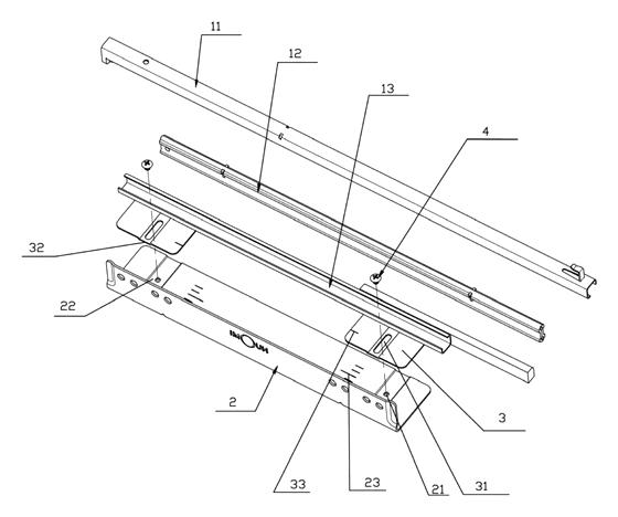 Width-Adjustable Slide Rail for Pull-Out Baskets - Patent Fig. 2