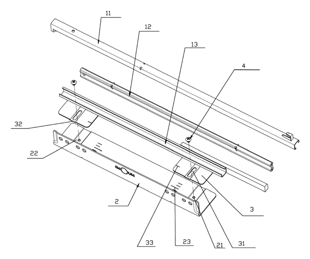 Width-Adjustable Slide Rail for Pull-Out Baskets - patent drawing