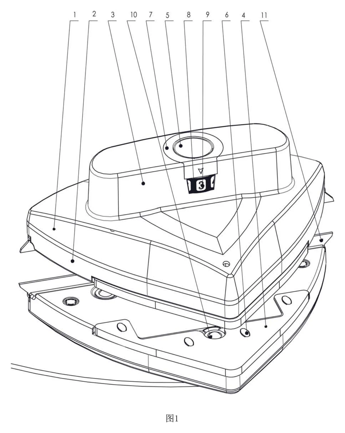 Magnetic Double-Sided Window Cleaner with Dial-Set Magnet Strength - patent drawing
