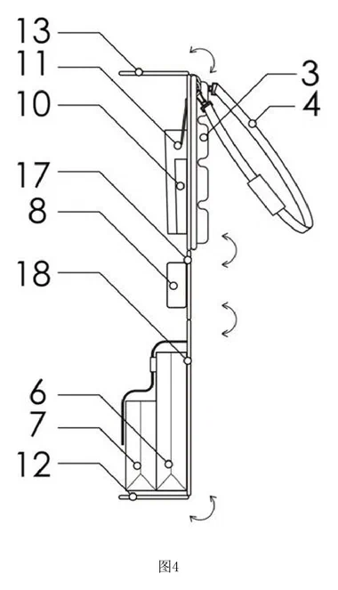 Fold-Out Desk Organizer Insert for School Backpacks - Patent drawing - side view while folding