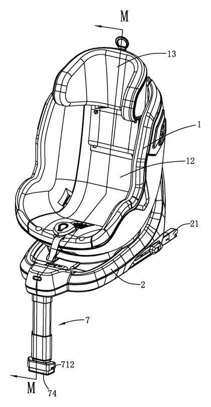 Child Car Seat with Backrest Adjusting Mechanism - Patent drawing - child car seat overview