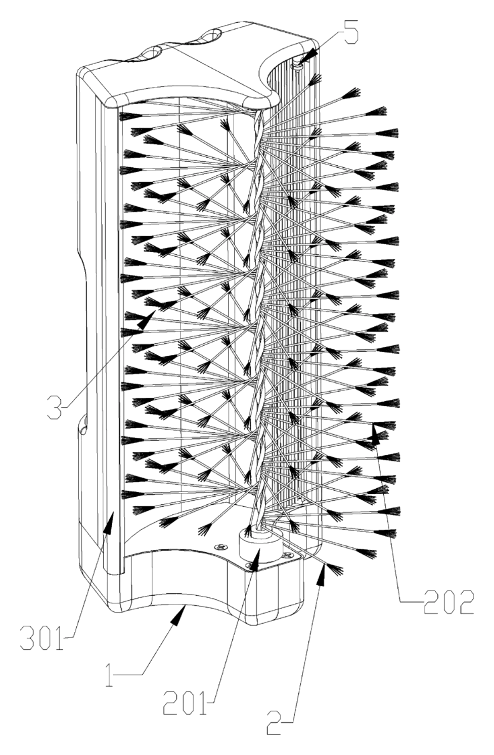 Self-Rinsing Roller Scrub Brush with Dirty-Water Tank - patent drawing