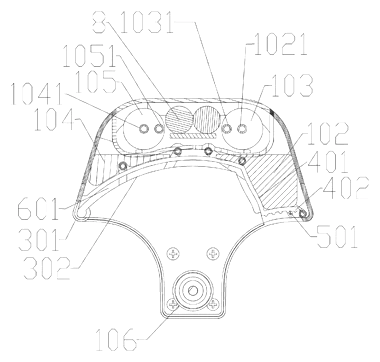Self-Rinsing Roller Scrub Brush with Dirty-Water Tank - Patent drawing - cross-section