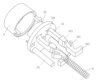 Quick-Release Toilet Seat Hinge with a Push-Button Two-Strip Latch - Patent drawing - latch strips