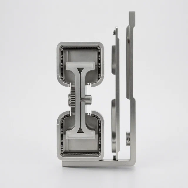 Three-Section Gear-Synchronized Drawer Slide Rail Assembly - product render
