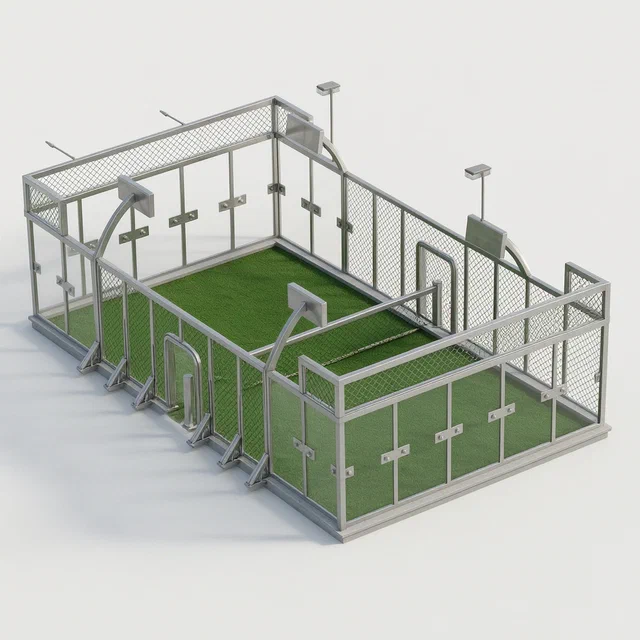 Panoramic Padel Court with Toughened Glass and Protective Net Enclosure - product render